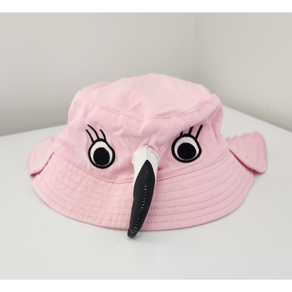 Kids Pink Flamingo Bucket Hat 3D Beak Wings Animal Costume Sun Hat OSFM